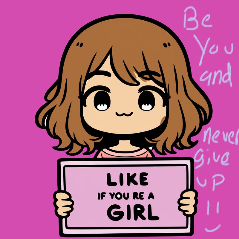 a cute girl holding a sign that says like if you’re a girl
