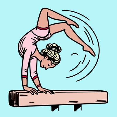 female gymnast doing a flip of the beam