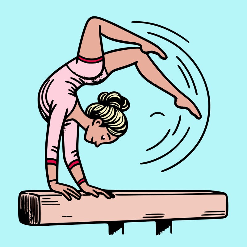 female gymnast doing a flip of the beam