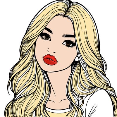 realistic girl with hair on her hair and lips