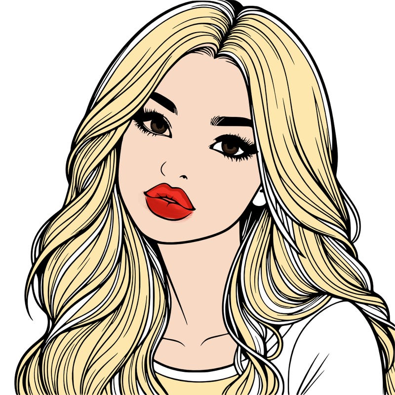 realistic girl with hair on her hair and lips