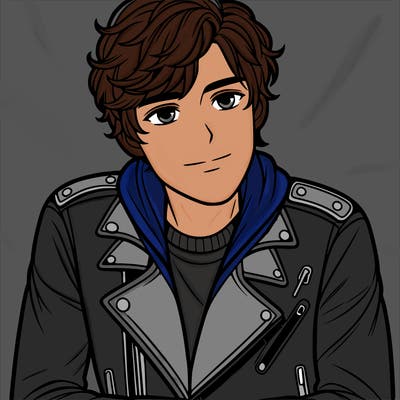 teen boy in leather biker jacket