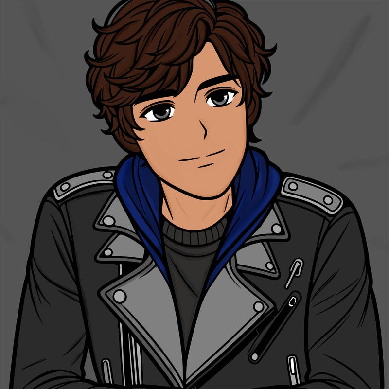 teen boy in leather biker jacket