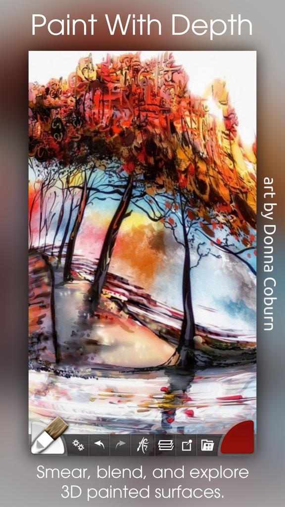 ArtRage - ArtRageアプリで、厚くテクスチャのある絵の具の効果を持つカラフルな木々のデジタル油絵