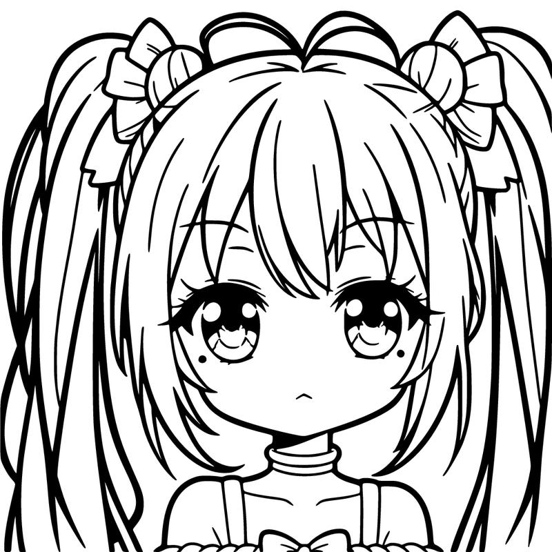 anime girl with pony tails