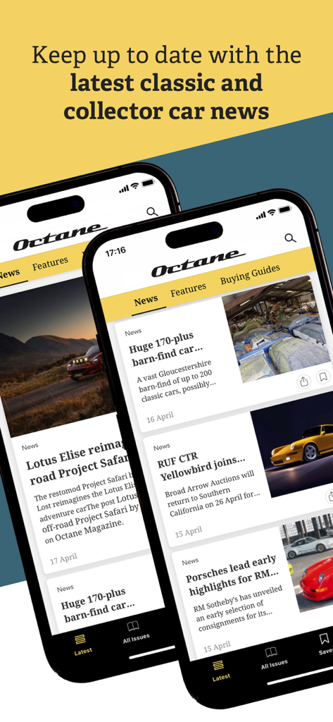 Octane Magazine - La aplicación Octane Magazine muestra las últimas noticias sobre coches clásicos y de colección en dispositivos móviles.