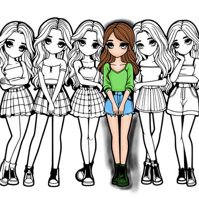 a group of girls realistic