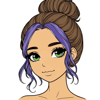 realistic pretty girl with hair in bun