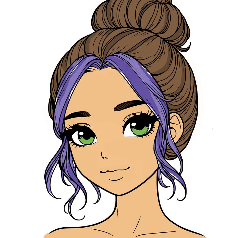 realistic pretty girl with hair in bun