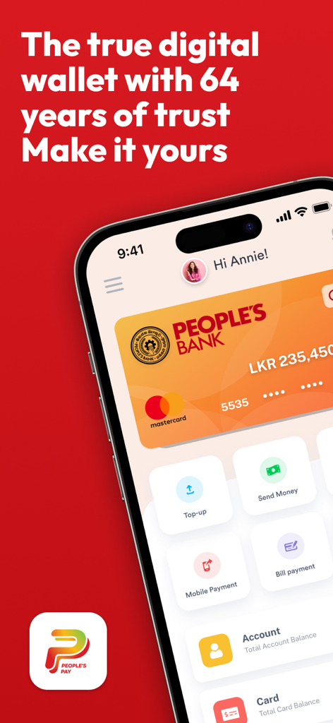 People's Pay - Peoples Pay mobile App mit einer virtuellen Bankkarte und Zahlungsdiensten