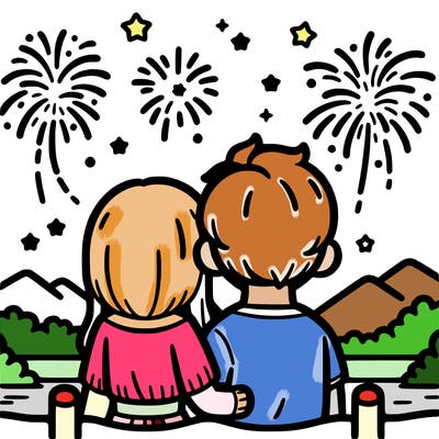 couple watching fireworks