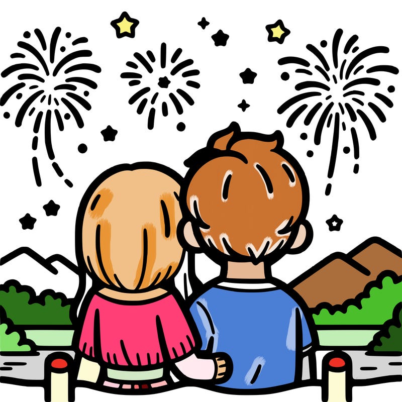couple watching fireworks