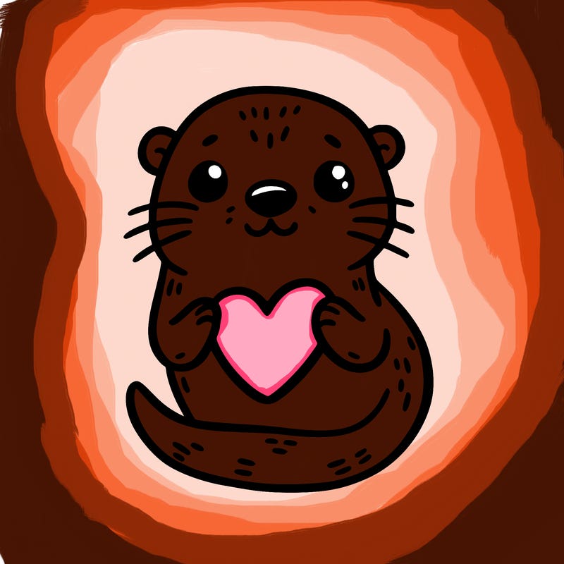 otter with a heart