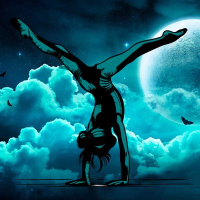 realistic gymnastic hand stand girl in four splits