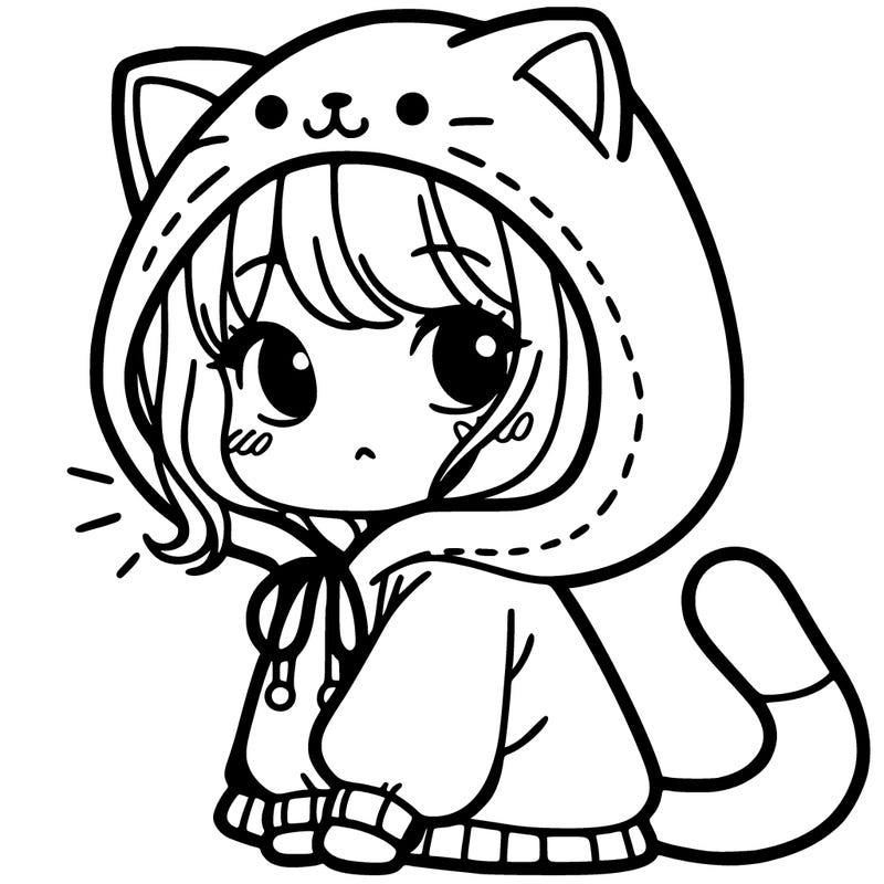girl in a cat hoodie