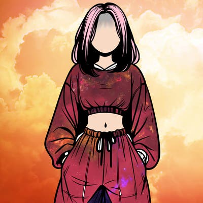 realistic girl faceless with baggy pants and a crop top