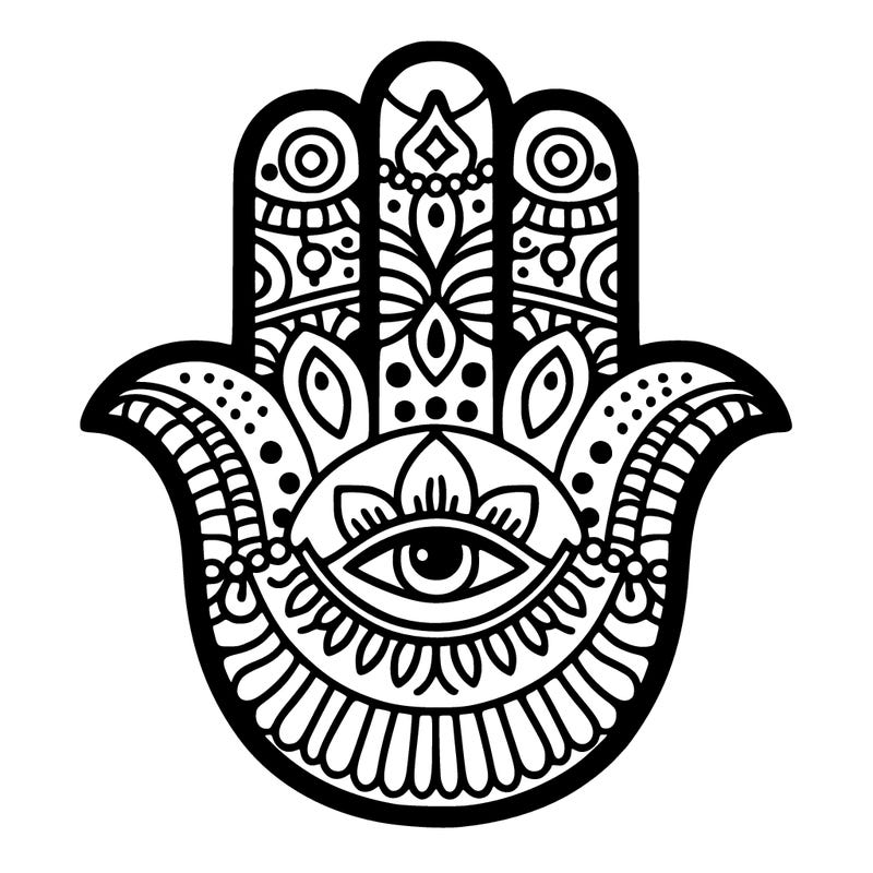 line drawing of a hamsa