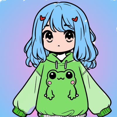 girl wearing frogging sweatshirt