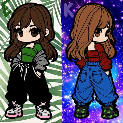 girl in crop top and baggy pants