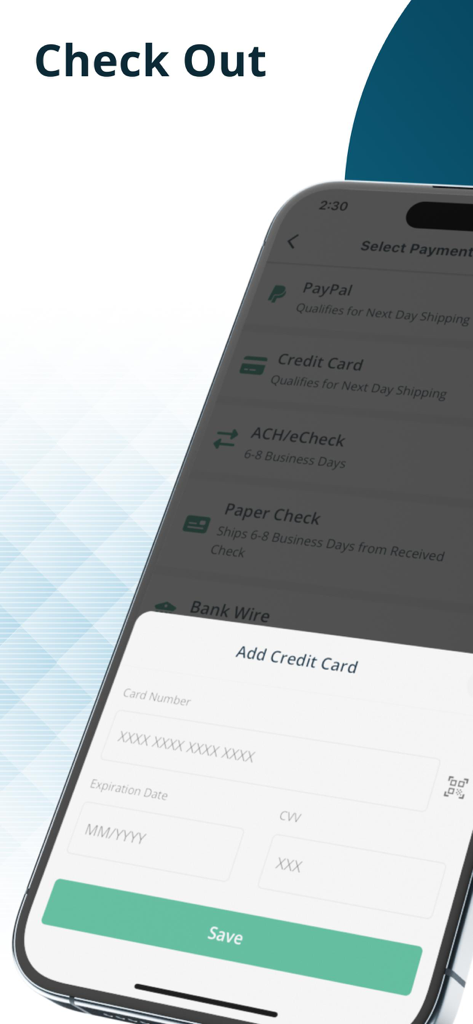 Secure checkout screen in the APMEX app showing multiple payment methods and an add credit card form