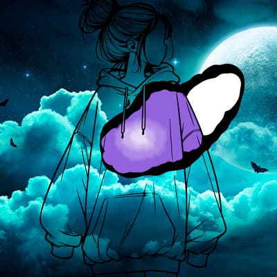 realistic girl with a oversized sweatshirt on and a bun