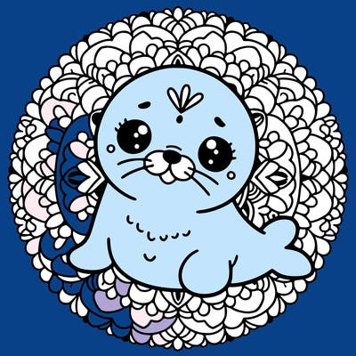 a cute baby seal mandala