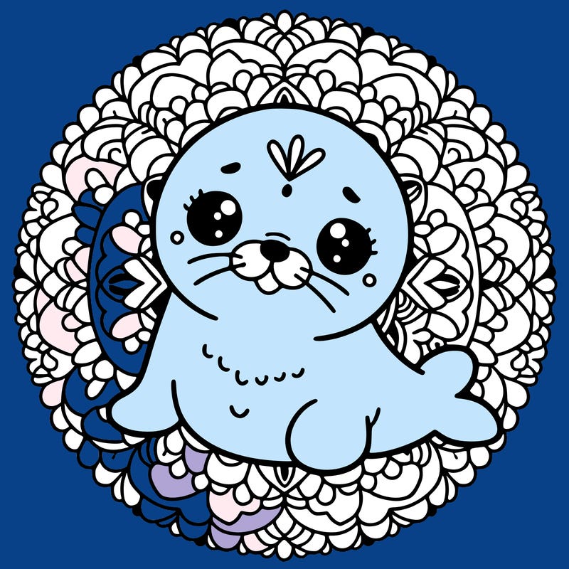 a cute baby seal mandala