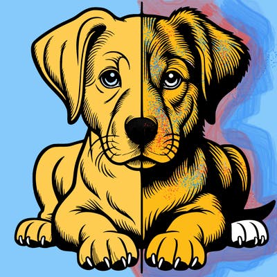 realistic dog split picture