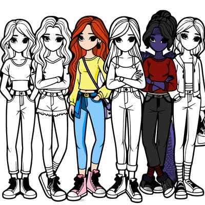 a group of teenage girls in a line