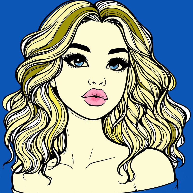 realistic girl with wavy hair and lips