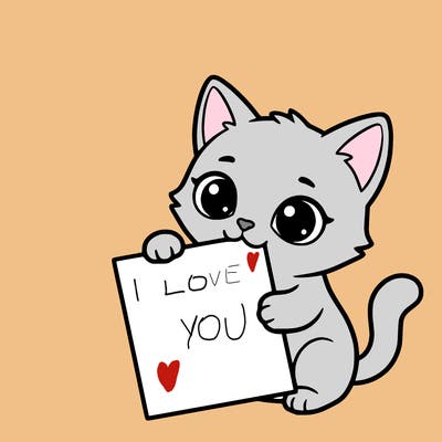 a small cat with a blank sheet of paper in its hand. the cat is sooooooo cute!