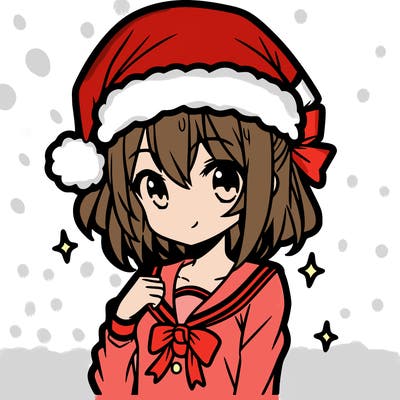 anime girl wearing a santa hat