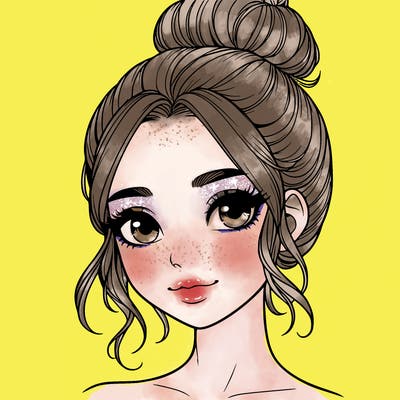 realistic pretty girl with hair in bun