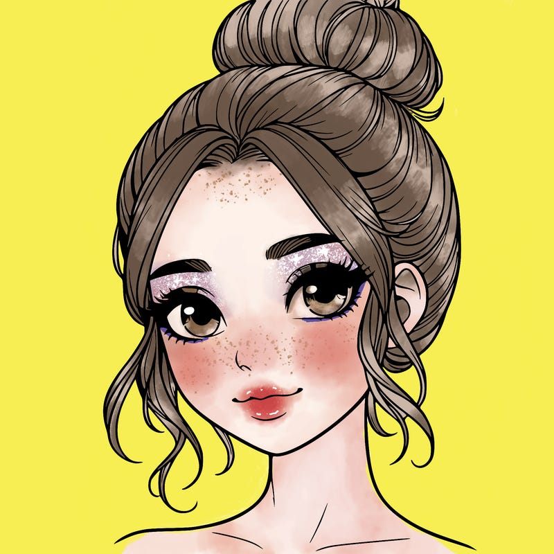 realistic pretty girl with hair in bun