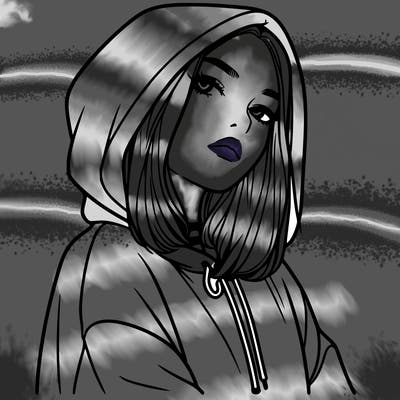 a realistic girl in a hoodie