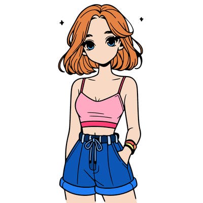 very beautiful girl with a crop top and shorts