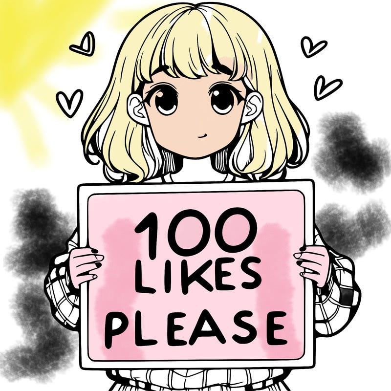 a girl holding a sign saying 100 likes please