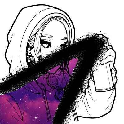 a realistic girl, spray painting