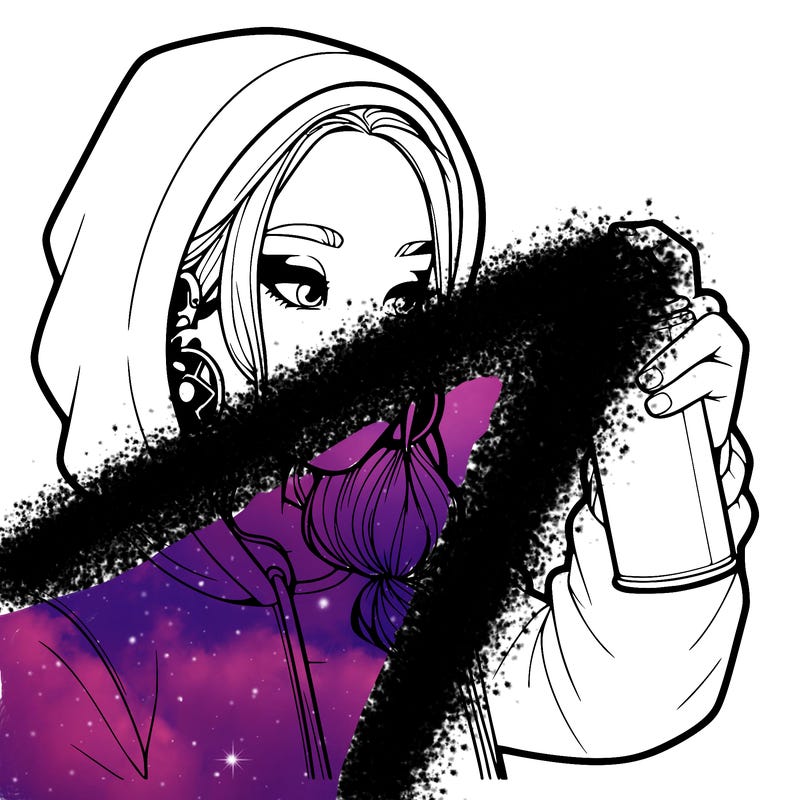 a realistic girl, spray painting