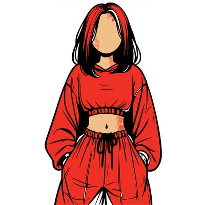 realistic girl faceless with baggy pants and a crop top