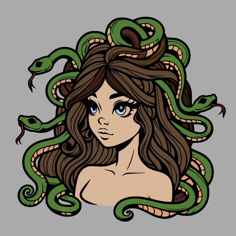 realistic medusa with snakes in her hair