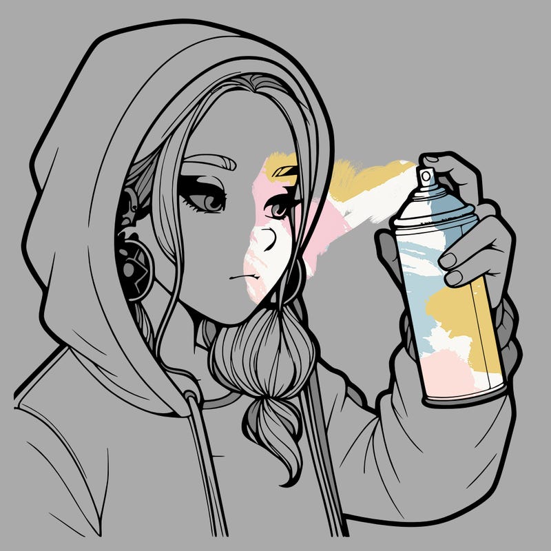 a realistic girl, spray painting