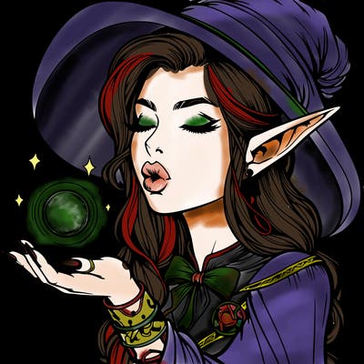 realistic elf casting a spell with lips