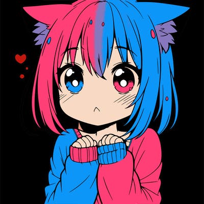 shy anime catgirl