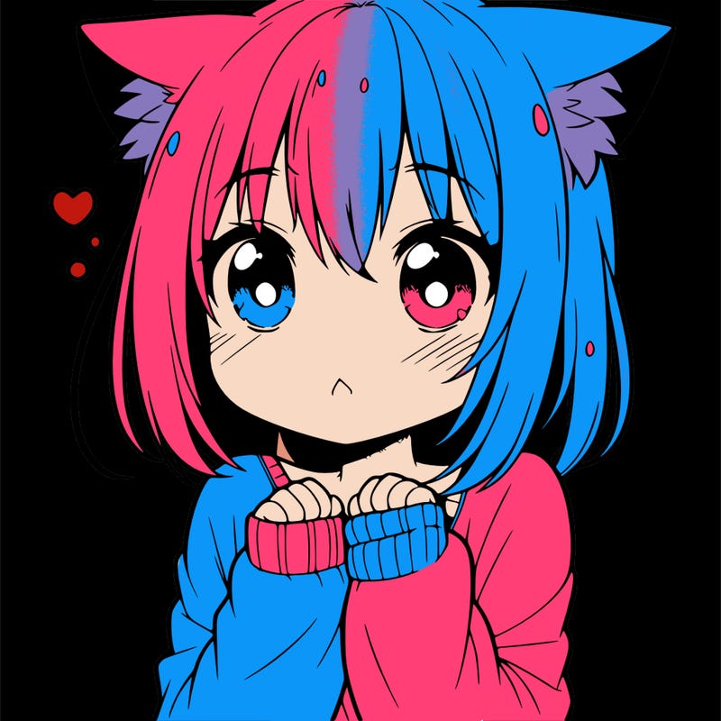 shy anime catgirl