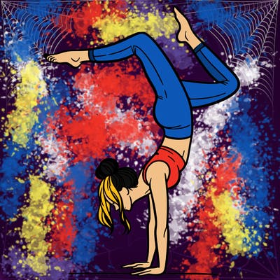 a woman doing a handstand