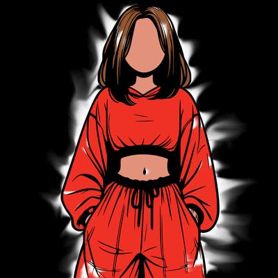 realistic girl faceless with baggy pants and a crop top