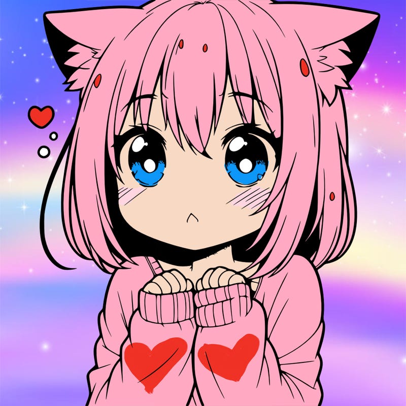 shy anime catgirl