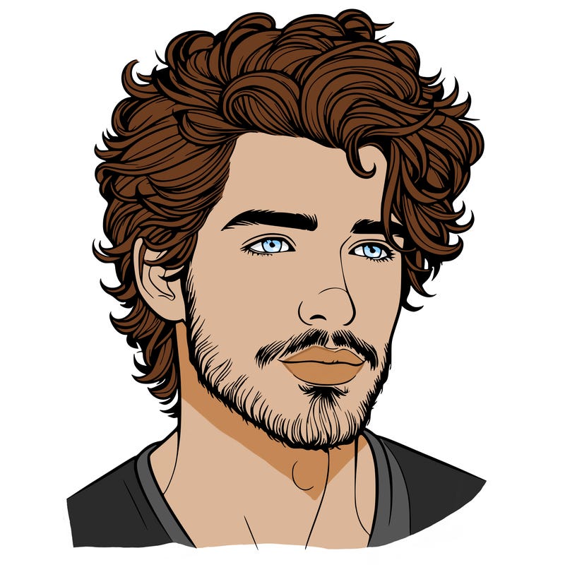 realistic man with fluffy hair