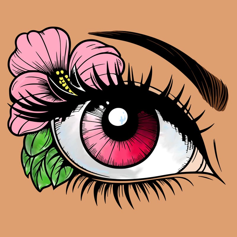 realistic eye with flower